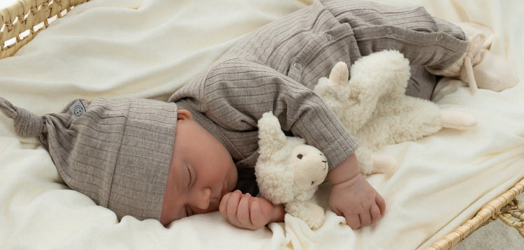 Een serene babykamer met een babynestje, katoenen wiegdeken en zachte accessoires voor een comfortabele nachtrust