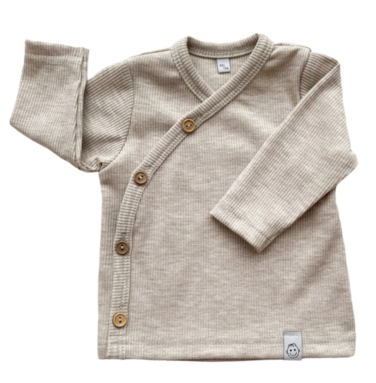 Overslagshirtje buttons Beige melange (rib)