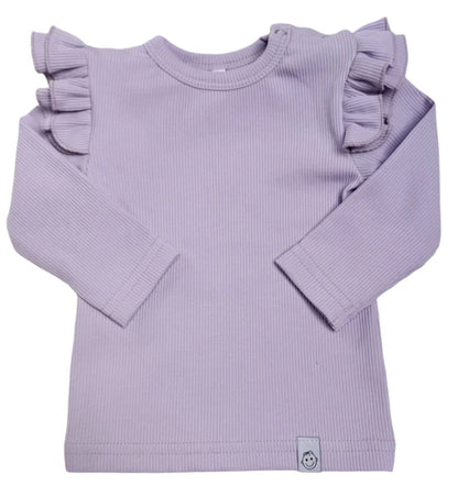 Baby shirt ruffle Pastel lila (rib)