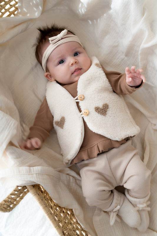 Gilet Hartjes ecru (teddy)