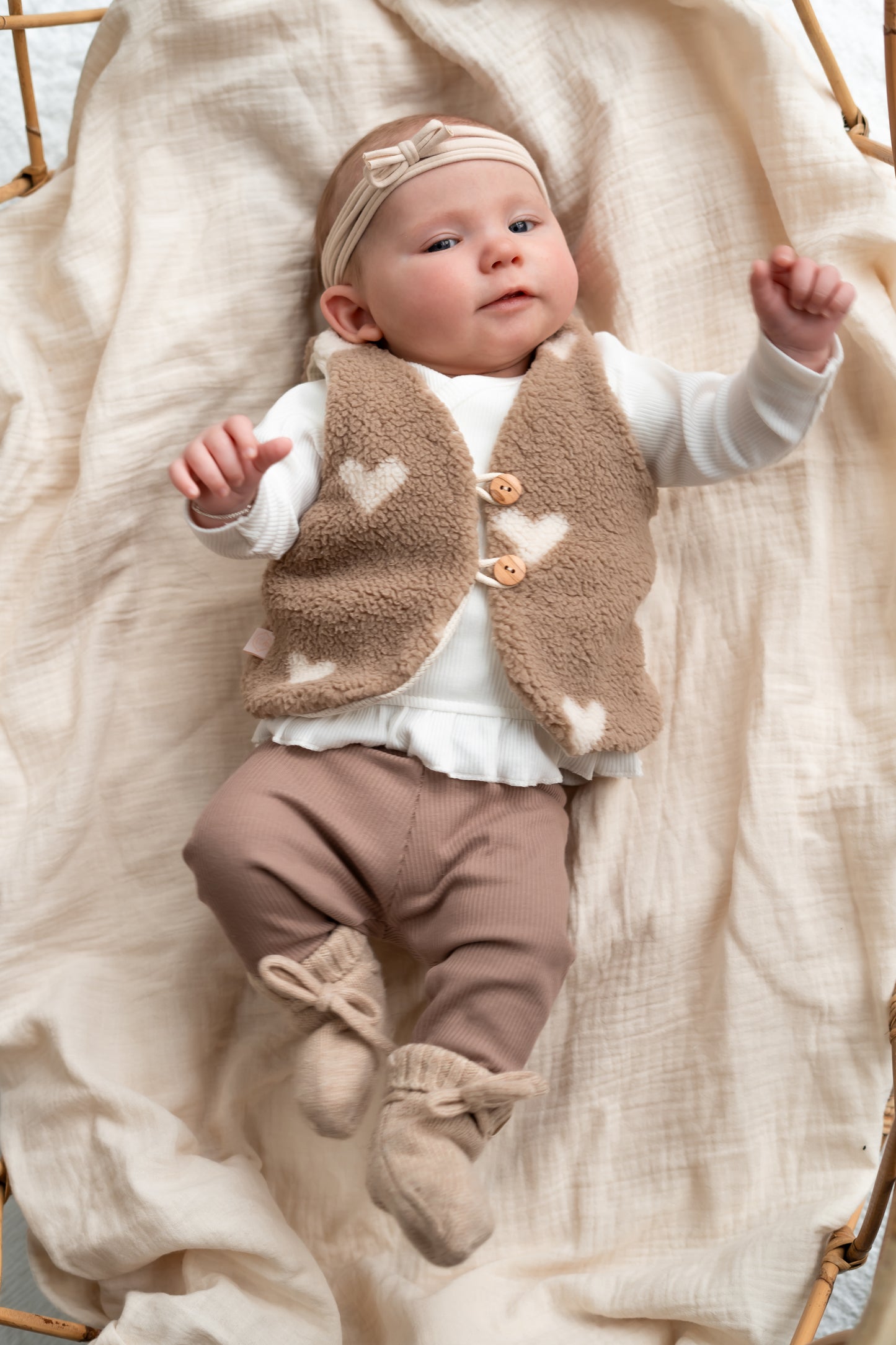 Gilet Hartjes taupe (teddy)