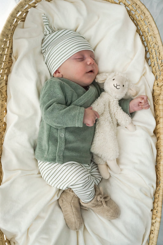 Newborn set Streepjes groen (rib)